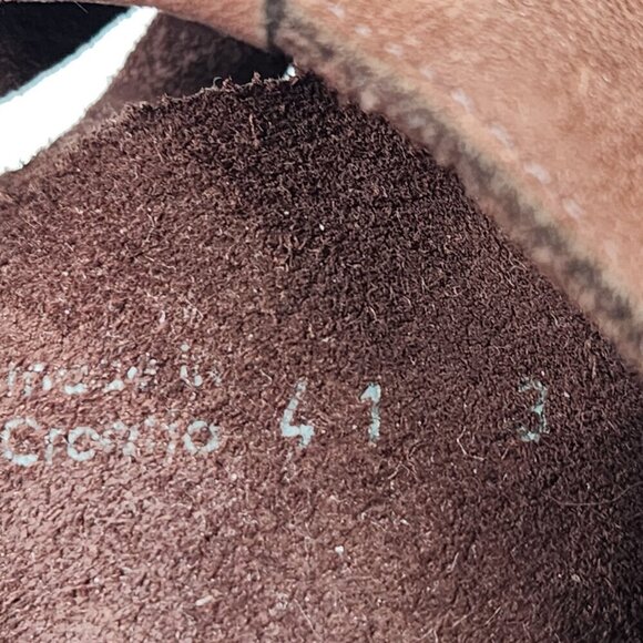 ARCHE Enexor Caged Brown Nubuck Peep Toe Wedge Heel Slingback Sandals - Picture 7 of 9